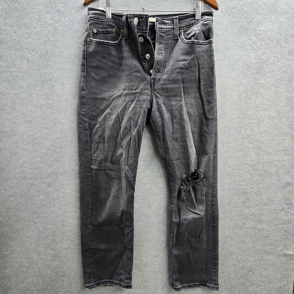 Levi's Women Jeans 30X28 Gray Denim Wedgie Straight Grunge 24" Inseam